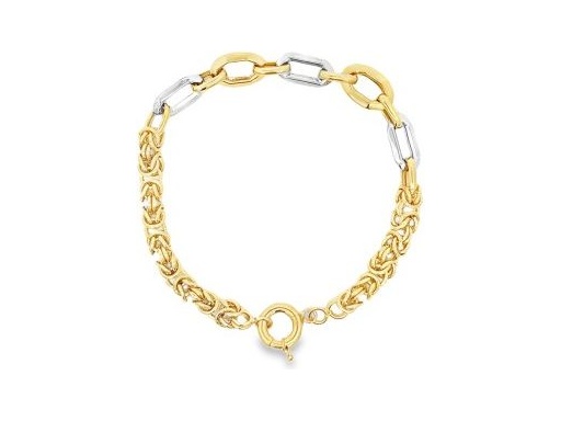 18K Two-Tone Gold Byzantine & Elongated Link Bracelet